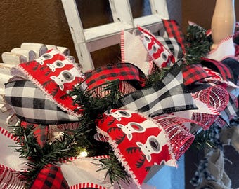 Reindeer Christmas Front Door Garland, Fireplace Garland, Christmas Garland for Mantel, Christmas Garland for Staircase, Christmas Wreath