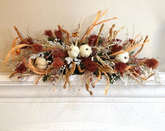 Fall Floral Pumpkin Mantel Garland, Fall Table Centerpiece, Fall Floral Fireplace Garland, Autumn Home Decor