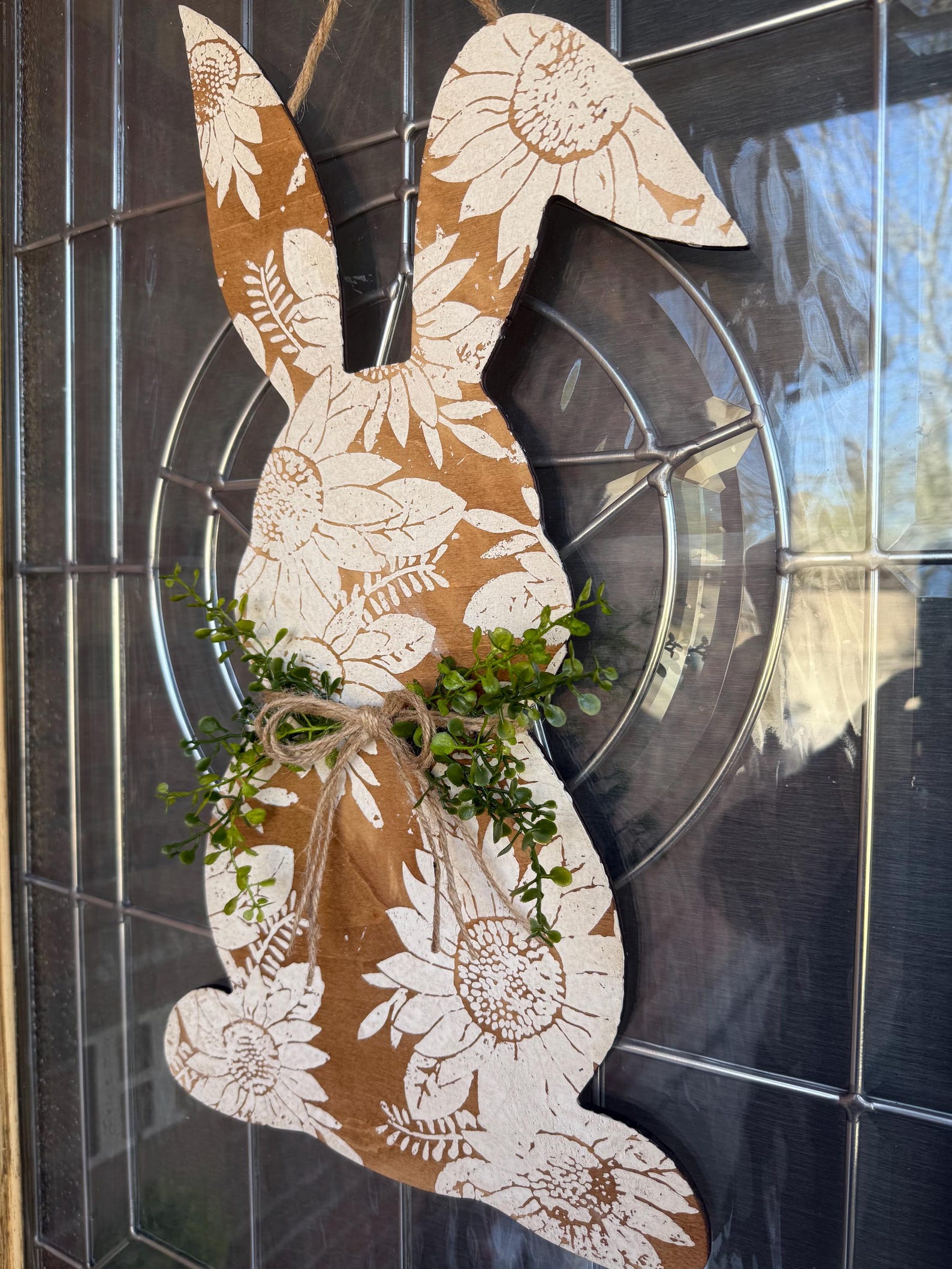 Hm Door Rabbit Floral Rabbit Front Door Decor, Easter Floral Bunny Door Hanger, Easter ...