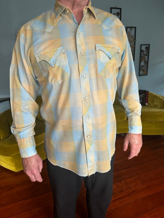 Vintage 50s Western Tem-Tex plaid men’s shirt