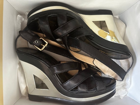 Sexy Chrome and Black Platforms Sandals Heels Wedge Michael Kors - Etsy