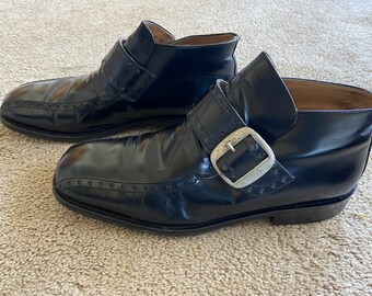Men's Black ankle Boots Strap Kenneth Cole Italy 10.5 Hip!