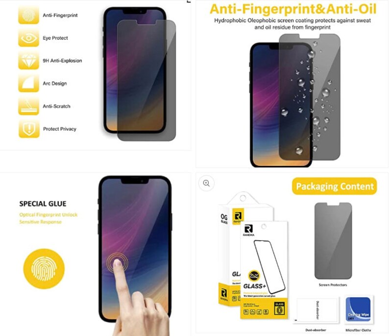 Premium Tempered Glass Privacy Screen Protector for Iphone Etsy