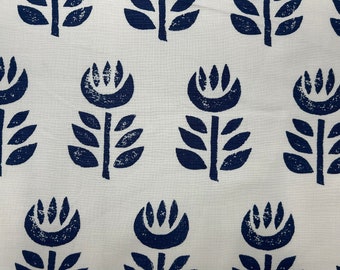 Schumacher “Rosenborg” fabric -  Navy. 1.5 yard piece