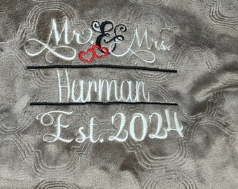Couverture de mariage brodée : souvenir d'anniversaire personnalisé