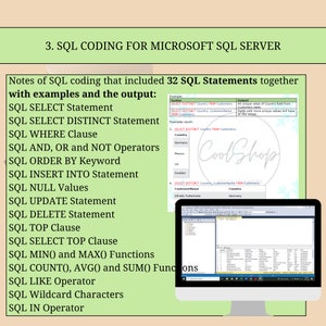 Op de afbeelding: Een screenshot van een computerscherm met een Microsoft SQL Server-databasequery. De query wordt gebruikt om unieke waarden te selecteren uit de kolom Country in de tabel Customers. De resultaten van de query worden weergegeven in een tabel met de kolomkoppen Country en CustomerName. De query bevat ook een opmerking met de tekst "Cool Shop".