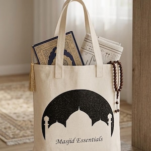 Islamisk canvas tygväska, Masjid Essentials, Minimalistisk Muslimah Bag