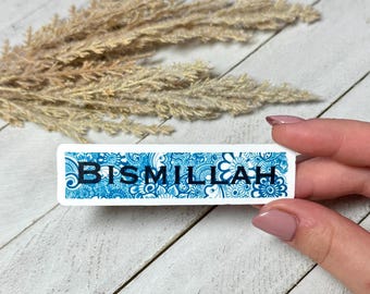 Bismillah Vinyl Sticker: Blue Henna Islamic Art