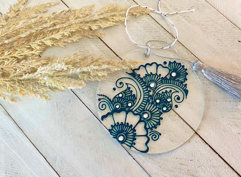 Acrylic Henna Ornament//hand Painted//personalized Gift// Etsy