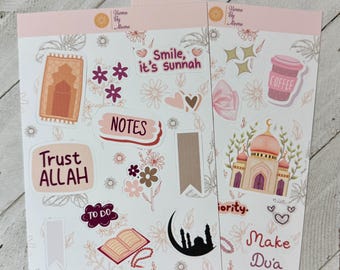 Islamic Planner Stickers: Muslim Journaling, Dua, Ramadan (2 Sheets)