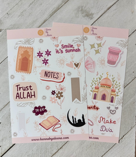 Islamic Planner Stickers: Muslim Journaling, Dua, Ramadan (2 Sheets)