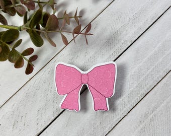 Coquette Pink Bow Sticker, Waterproof Decal