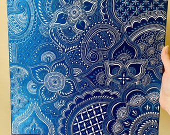 Hand Painted Henna Canvas Art//Henna Design// Home Decor// Henna Wall Art