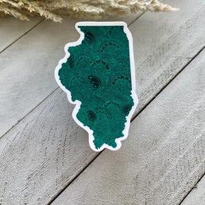 Floral Illinois State Sticker, Waterproof Vinyl Decal, Chicago Souvenir, IL Laptop Sticker, Midwest Sticker, Illinois Gift