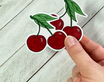 Coquette Cherry Vinyl Sticker, Waterproof Laptop Decal