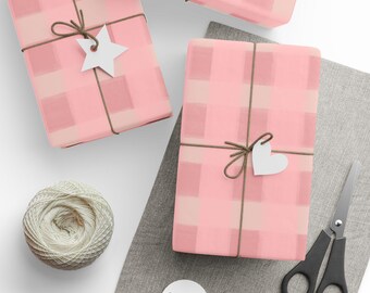 Pastel Plaid Wrapping Paper, Soft Stripes Wrap Roll