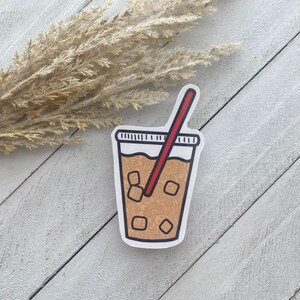 Iced Coffee Sticker, Trendy Coffee Cup Decal, Chai Sticker, Planner Stickers, Beverage Stickers, Waterproof Laptop Decal, Cute Stickers