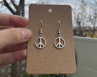 Peace Symbol Dangle Earrings | Simple Peace Sign Earrings, Hippie Earrings, Boho Dangle Earrings, Peace Symbol Earrings, Hippie Jewelry