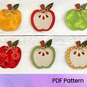 Apple Ornament Pattern, Embroidered Felt and Fabric Apple, Digital Download