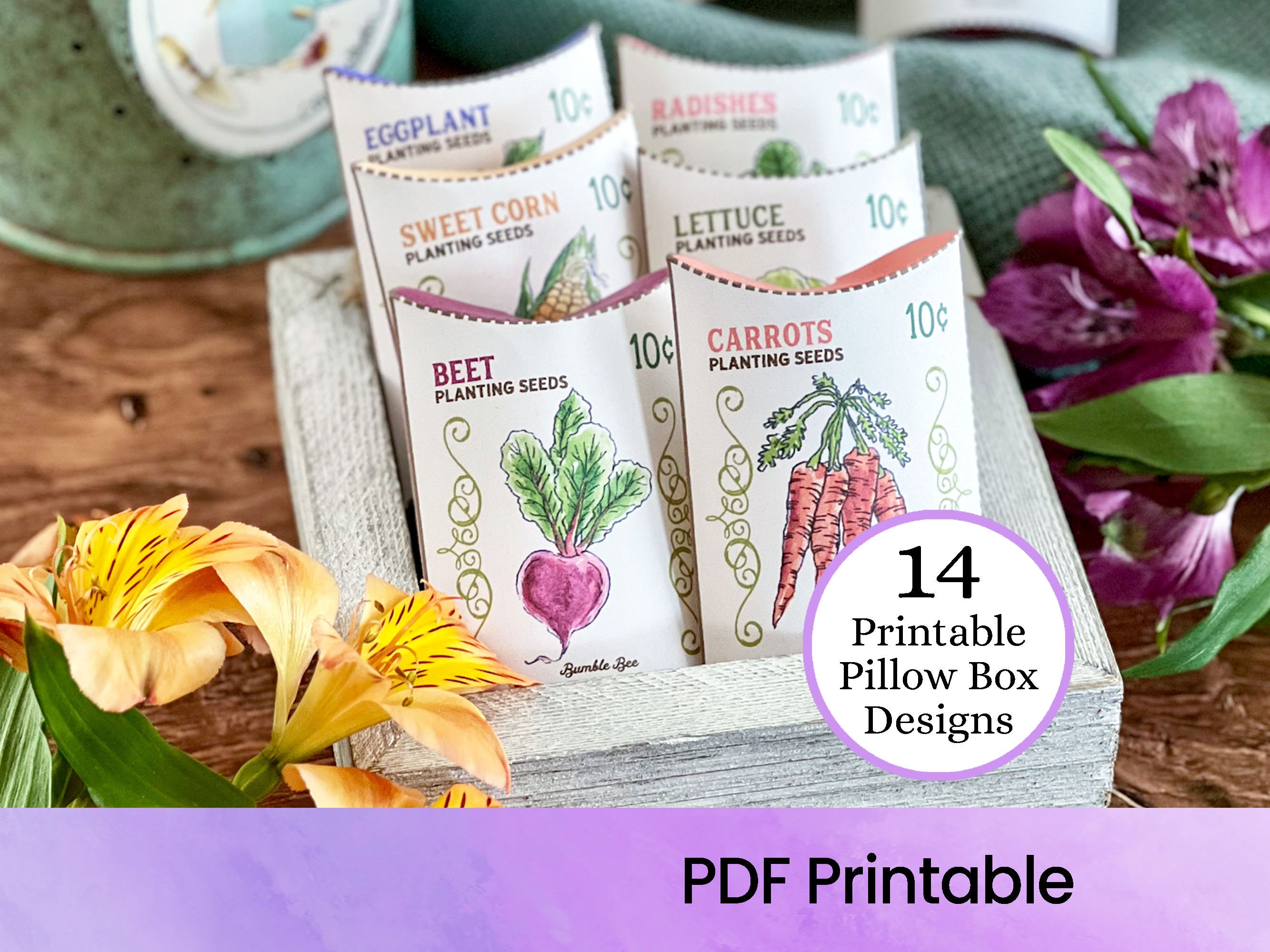 Vegetable Seed Pillow Box | Printable Digital Download - Etsy