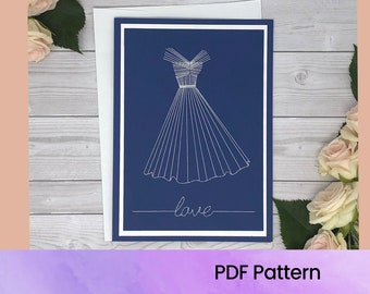 Vintage-Kleid-Stickmuster | Hochzeit, Braut, Prinzessinnenkleid Stickerei | Digitaler Download