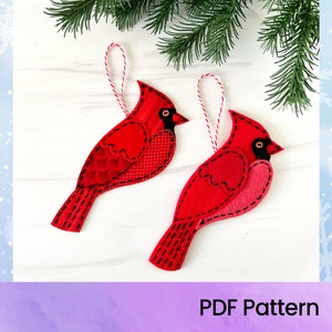 Kardinalvogel-Muster, Filz und Stoff gesticktes Ornament, digitaler Download