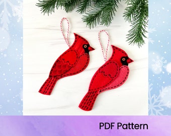 Kardinalvogel-Muster, Filz und Stoff gesticktes Ornament, digitaler Download