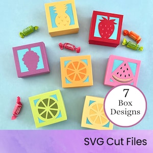 Boîtes de friandises aux fruits Fichiers de coupe SVG | Cadeaux pour fête sur le thème des fruits | Téléchargement numérique