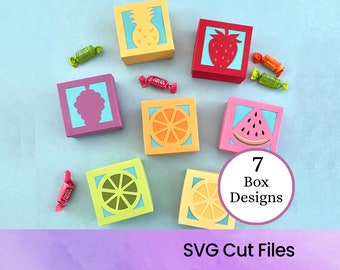 Obst-Leckerli-Boxen SVG-Schnittdateien | Partygeschenke mit Obstmotiv | Digitaler Download
