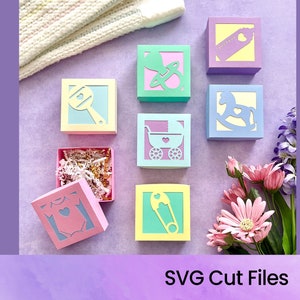 ベビーシャワーのトリートボックス SVG カットファイル | ギフトボックス | デジタルダウンロード