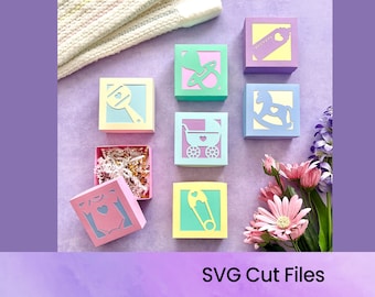 Baby-Dusche-Leckern-Box SVG-Schnittdateien | Geschenkschachteln | Digitaler Download