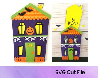 Halloween Haunted House Slider Card - Pull Card - SVG Cut File