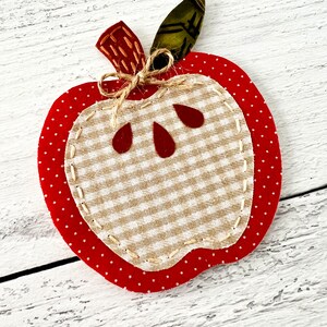 Apple Ornament Pattern, Embroidered Felt and Fabric Apple, Digital ...