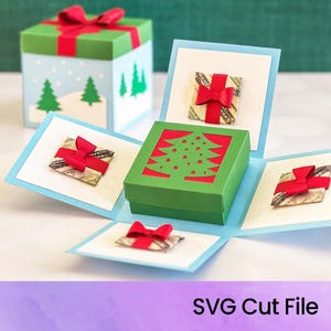 Caja explosiva navideña - Caja de regalo de dinero - Archivo de corte SVG