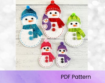 Schneemann Familie Ornament Muster, gestickte Filz und Stoff Ornamente, digitaler Download