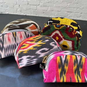 Beutel, Geldbörse Organizer, 3.5x5, Kleine Stoff Reißverschluss Geldbörse, gefüttert Vintage, Ikat, Reißverschluss Beutel, Kosmetiktasche, Münze Karte Geldbeutel
