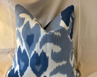 Ikat Throw Pillow Case, Schumacher Cotton Linen, 16x16