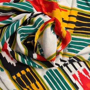 Uzbek Ikat, Uzbek Silk Ikat, Beautiful Ikat Fabric, Green Ikat Fabric,