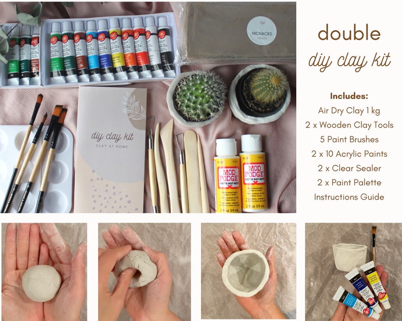 DIY Clay Kit Double Pottery Sculpting, Birthday Gift, Date Night, Arts & Crafts image 2