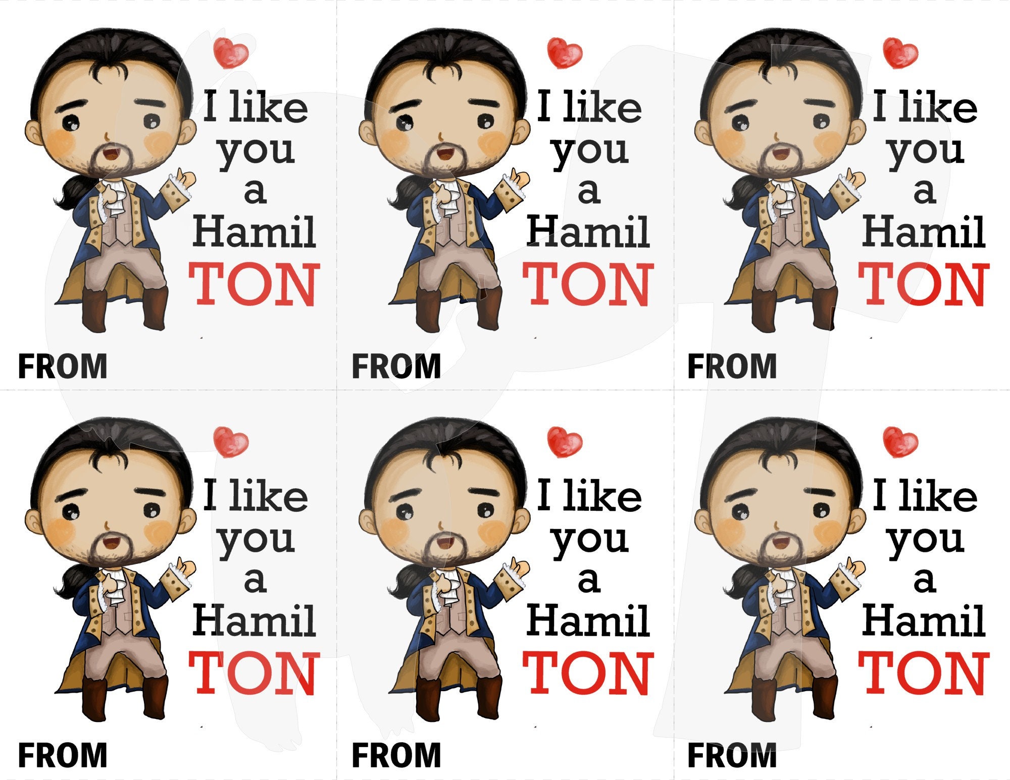 Hamilton / Printable Valentines / Digital File / Kid Friendly - Etsy