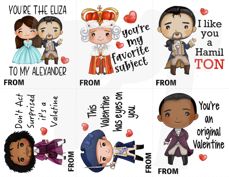 Hamilton / Printable Valentines / Digital File / Kid Friendly - Etsy
