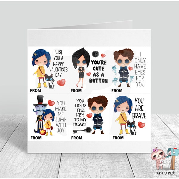 Coraline / Printable Valentines / Digital File / Kid Friendly