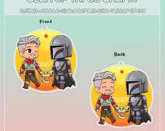 Mandalorian Clan of Three  2.5&quot; Dincobb Double-Sided Glitter Acrylic Charm