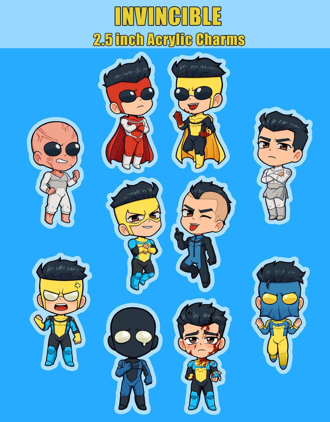 Invincible Variants Mini Invincible Variants Acrylic Charms - Etsy