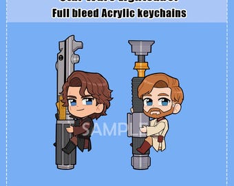 Star Wars Chibi Anakin & Obi-wan Lightsaber Acrylic Charms