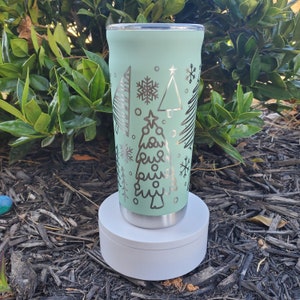 Winter Tumblers, 20 oz tumblers, 30 oz tumblers, Christmas Tree Tumbler, Snowflake Tumbler, Laser Engraved