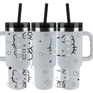 Cute Cat Engraved cup, Laser Engraved Cup, Kitten Cup