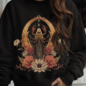 Sweat ras du cou CottageCore vintage Sweat-shirt signe de naissance esthétique cancer du zodiaque, cadeau d'anniversaire astrologie céleste Art nouveau