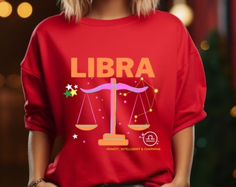 Libra Astrology Sweatshirt, Birth Sign Gift for Her, Birthday Christmas Gifts Women Vintage Graphic Trendy Xmas Aesthetic Zodiac Clothes