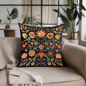Vintage Floral Pillow Cottagecore Art Nouveau, Housewarming Gift, Earthy Tones with flowers, Embroidered Style Cushion Pillow Case Only